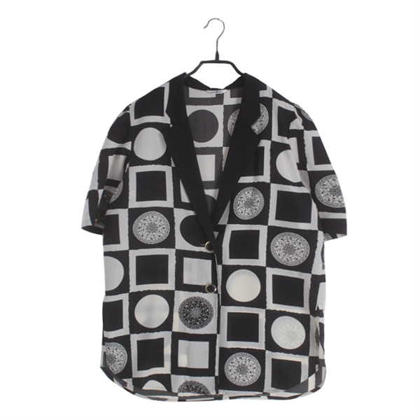 [LAROSY]   폴리 패턴 반팔 재킷( MADE IN JAPAN )[SIZE : WOMEN L]