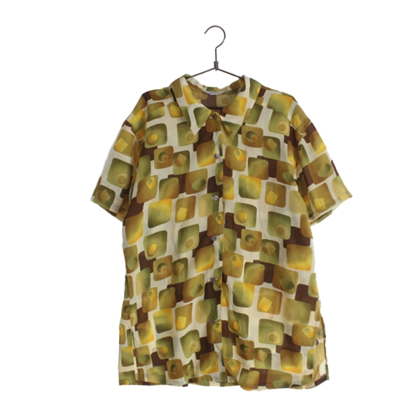 [SILHOUETTE]   폴리 패턴 셔츠( MADE IN JAPAN )[SIZE : WOMEN L]