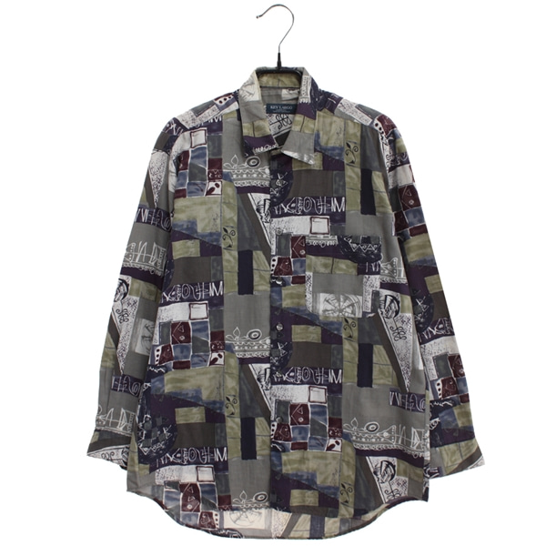 [KEY LARGO]   코튼 혼방 패턴 셔츠( MADE IN JAPAN )[SIZE : MEN L]