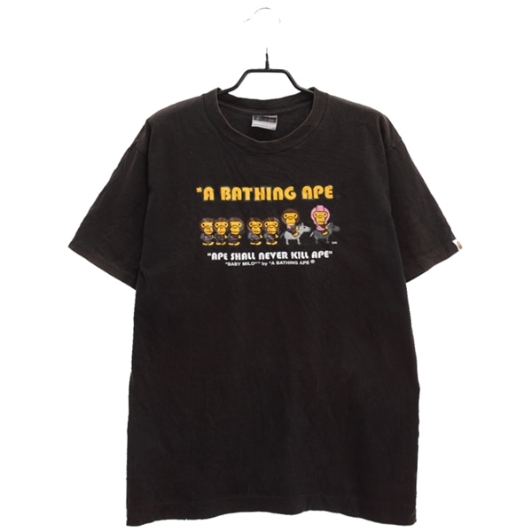 [BAPE]   코튼 프린팅 반팔 티셔츠( MADE IN JAPAN )[SIZE : MEN M]