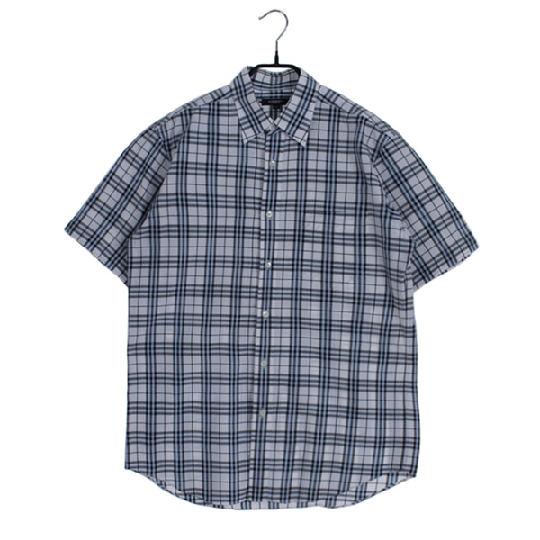 [BURBERRY]   코튼 체크 반팔 셔츠( MADE IN JAPAN )[SIZE : MEN M]