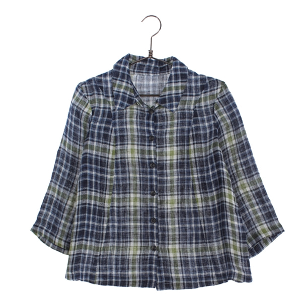 [GIANNI LO GIUDICE]   린넨 100% 체크 셔츠( MADE IN JAPAN )[SIZE : WOMEN S-M]