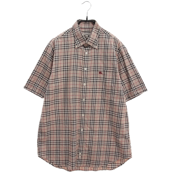 [BURBERRY]   코튼 체크 패턴 반팔 셔츠[SIZE : MEN L]