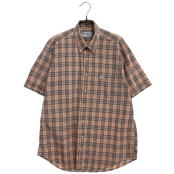[BURBERRY]   코튼 체크 패턴 반팔 셔츠( MADE IN ENGLAND )[SIZE : MEN XL]