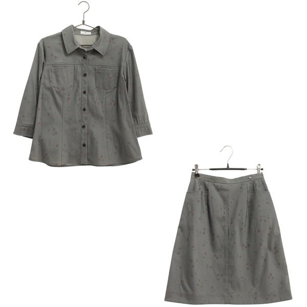 [COURREGES]   폴리 혼방 패턴 셔츠+스커트 세트( MADE IN JAPAN )[SIZE : WOMEN M]